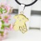 [Free Shipping]Cute Teddy Bear With Flower Diamond Stainless Steel Necklace