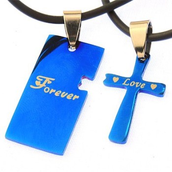 [Free Shipping] Bible Cross, LOVE FOREVER Couple Stainless Steel Necklace