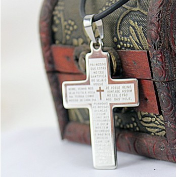 [Free Shipping] Cross Scriptures Stainless Steel Single Necklace