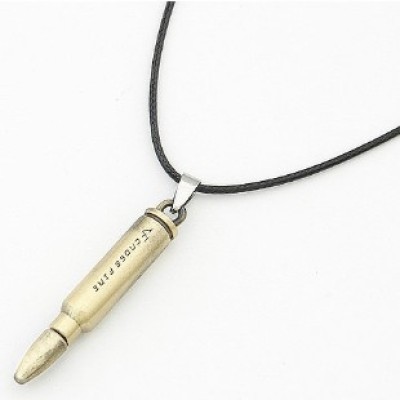 [Free Shipping] Fashion Classic The Bullet necklace Marking RF ready to fire bullets the head leather cord necklace