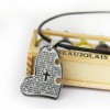 [Free Shipping] Bible text Cross scriptures peach heart titanium steel necklace