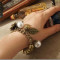 [Free Shipping] [European and American foreign trade of the original single jewelry retro copper flower hollow butterfly gold beads bracelet
