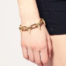 [Free Shipping]The official website of the European and American big asos CR-744 bullet spike rivet punk male and female heavy high-end gold-plated bracelet