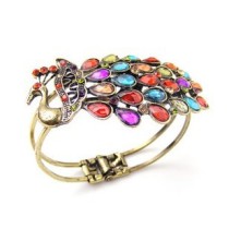 [Free Shipping]European and American luxury colorful crystal peacock bracelet bohemian seaside wind dazzling fancy color bracelet