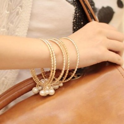 [Free Shipping]The classical pattern multilayer hanging pearl bracelet 7 circle bracelet pearl bracelet