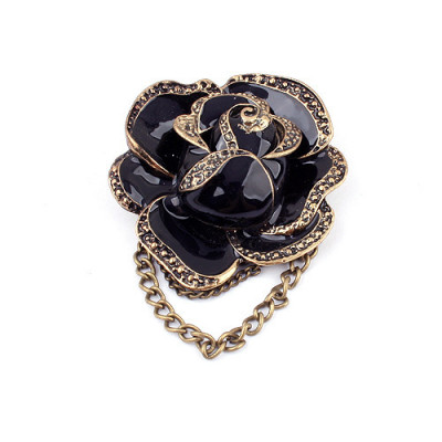 [Free Shipping] European and American fashion atmosphere brooch - Black Rose