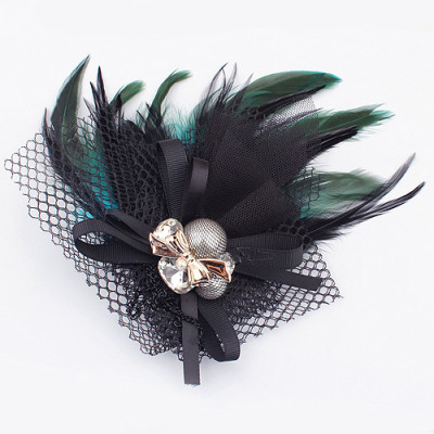 [Free Shipping] European and American the planet bow Korean Crystal gem small suit accessories cute feather brooch