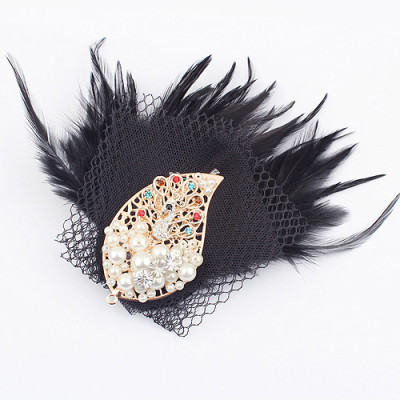 [Free Shipping]Europe and the United States exaggerated the noble spirit of the pearl small suit accessories peacock feather brooch