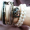 [Free Shipping] European and American foreign trade of the original single jewelry multilayer pearl ring leopard bracelet Korean jewelry new