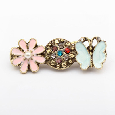 [Free Shipping] Korean Fashion flash diamond butterfly rest flower brooch