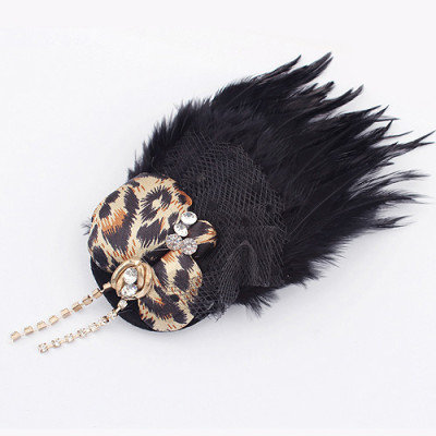 [Free Shipping]jewelry European and American punk exaggerated the the large brooch leopard wedding headdress feather brooch corsage