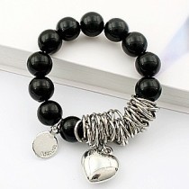 [Free Shipping]CR-310  Korean jewelry fashion jewelry mixed batch of wild beads peach heart stretch bracelet 2 colors