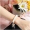[Free Shipping]CR-367 Japan and South Korea boutique bow pearl letter K elastic bracelet