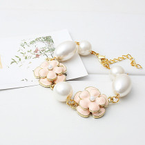 [Free Shipping] Flowers pearl bracelet (pink)