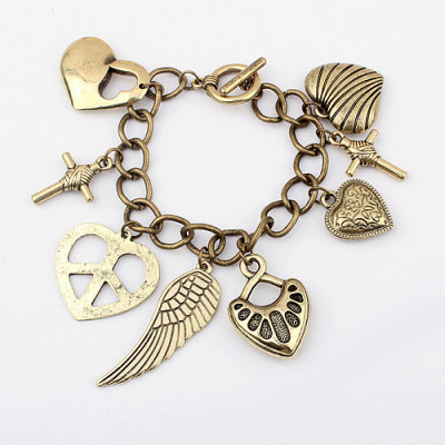 [Free Shipping]Fashion love cross angel wings bracelet