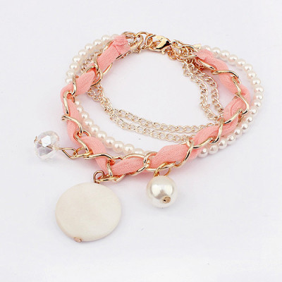 [Free Shipping]Sweet, pleasant temperament wild four-color pearl bracelet