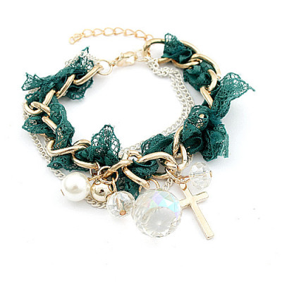 [Free Shipping]Fashion three cross crystal ball bracelet