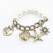 [Free Shipping]Fashion pearl starfish love bracelet