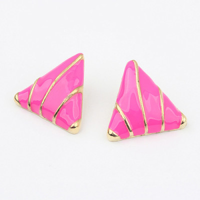 [Free Shipping]  Exaggerated Hot triangular fashion metal drop of oil earrings