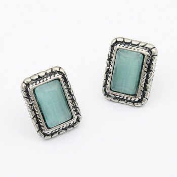 [Free Shipping] Retro simple square gemstone earrings