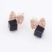 [Free Shipping] European and American fine woman bow stereo box earrings