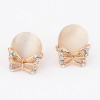 [Free Shipping] Korean version of sweet little cat exquisite diamond butterfly knot earrings