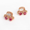 [Free Shipping] Korean version of pink cars diamond earrings