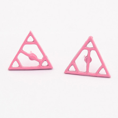 [Free Shipping]  Exaggeration fresh wild four-color triangle fashion earrings