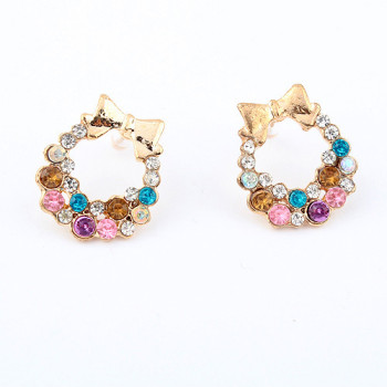 [Free Shipping]Korean Fashion flash diamond bow earring