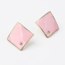 [Free Shipping] Korean version of sweet pink square retro earrings