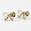 [Free Shipping]Korean version of the colorful full drill the wild bow earrings