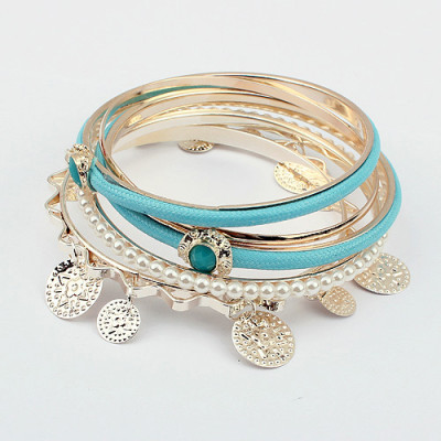 [Free Shipping] Fashion Multilayer Pearl Wave Bracelet Tri-color