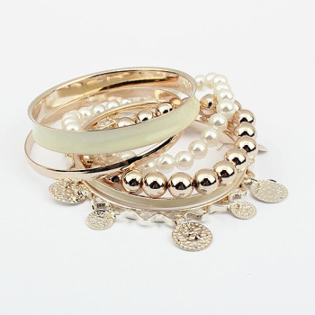 [Free Shipping] Fashion Multilayer Drop Of Oil Pearl Bracelet Two-color