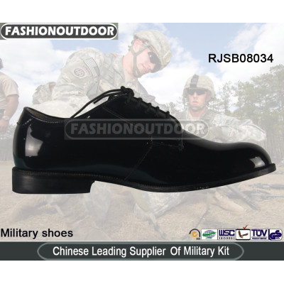 Black Leather Military Officer Shoes