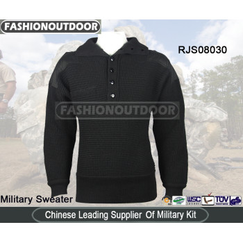 Wool Black German-style Military Sweater Army Commando Sweater