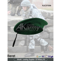 Green Fabric Binding Woollen Beret Men's Military/Officer woollen Beret