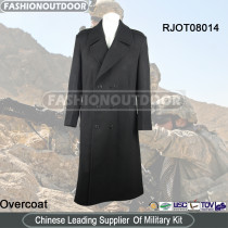 Black Men's Overcoat Military Officer Dust Coat Wool/Poly