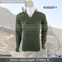 Olive wool military pullover sweater