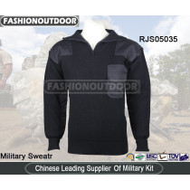 Wool/Acrylic Dark Blue Military Sweater/Cardigan