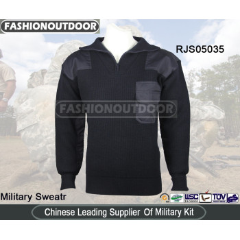 Wool/Acrylic Dark Blue Military Sweater/Cardigan