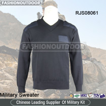 Army Wool Acrylic Black Military Pullover Sweater