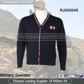 100%Acrylic Navy Military Sweater Mens Cardigan
