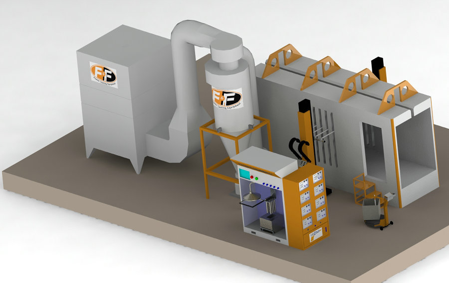 Automatic powder painting booth