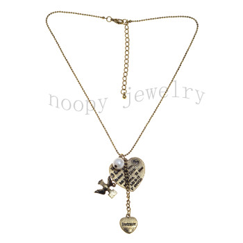 small swallow double heart  short chain necklace
