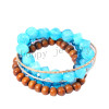fashion blue acryl and wooden beads beaded bracelet