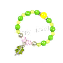 wholesale green and yellow clover beaded children's bracelet