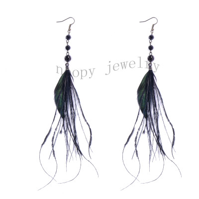 fashion black feather black acryl earring