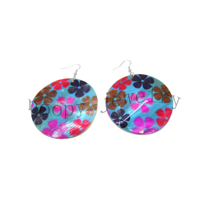 hot sale small colourful flower shell earring