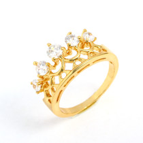 Fashion Royal Crown Imitate Jewelry  Zircon Diamond Gold Plated Rings For Women