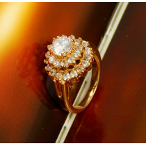 J0637 Environmental Copper Brass Paved With Fine Gold Zircon Diamond Rings